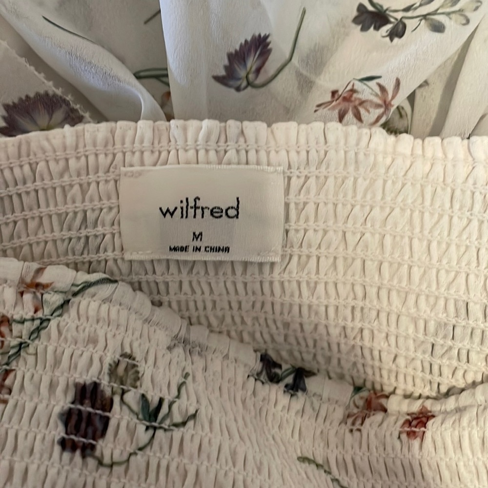Aritzia White Floral Midi Dress with Puff Sleeves - Picture 12 of 14